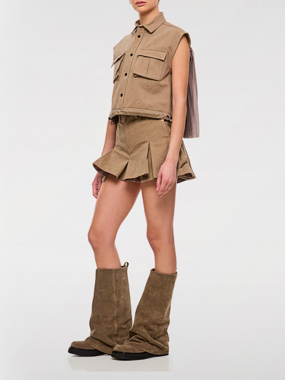 SACAI CAMICIA: Camicia smanicata Sacai in cotone , Beige - Img 2