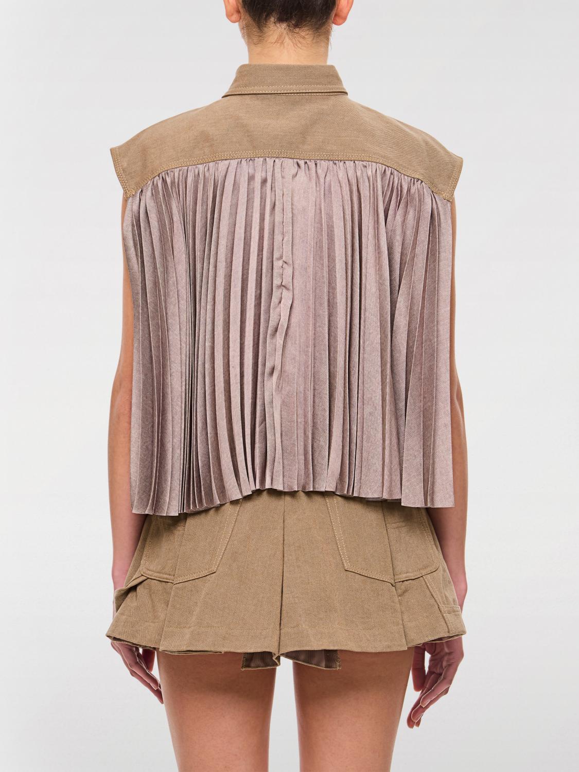 SACAI CAMICIA: Camicia smanicata Sacai in cotone , Beige - Img 3