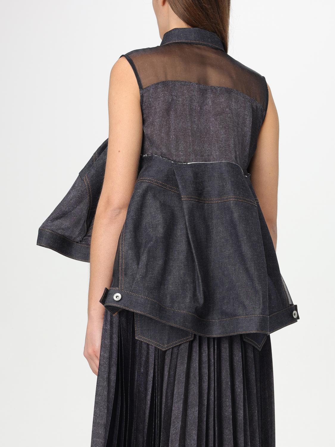 SACAI CAMISA: Camisa mujer Sacai, Azul Oscuro - Img 3