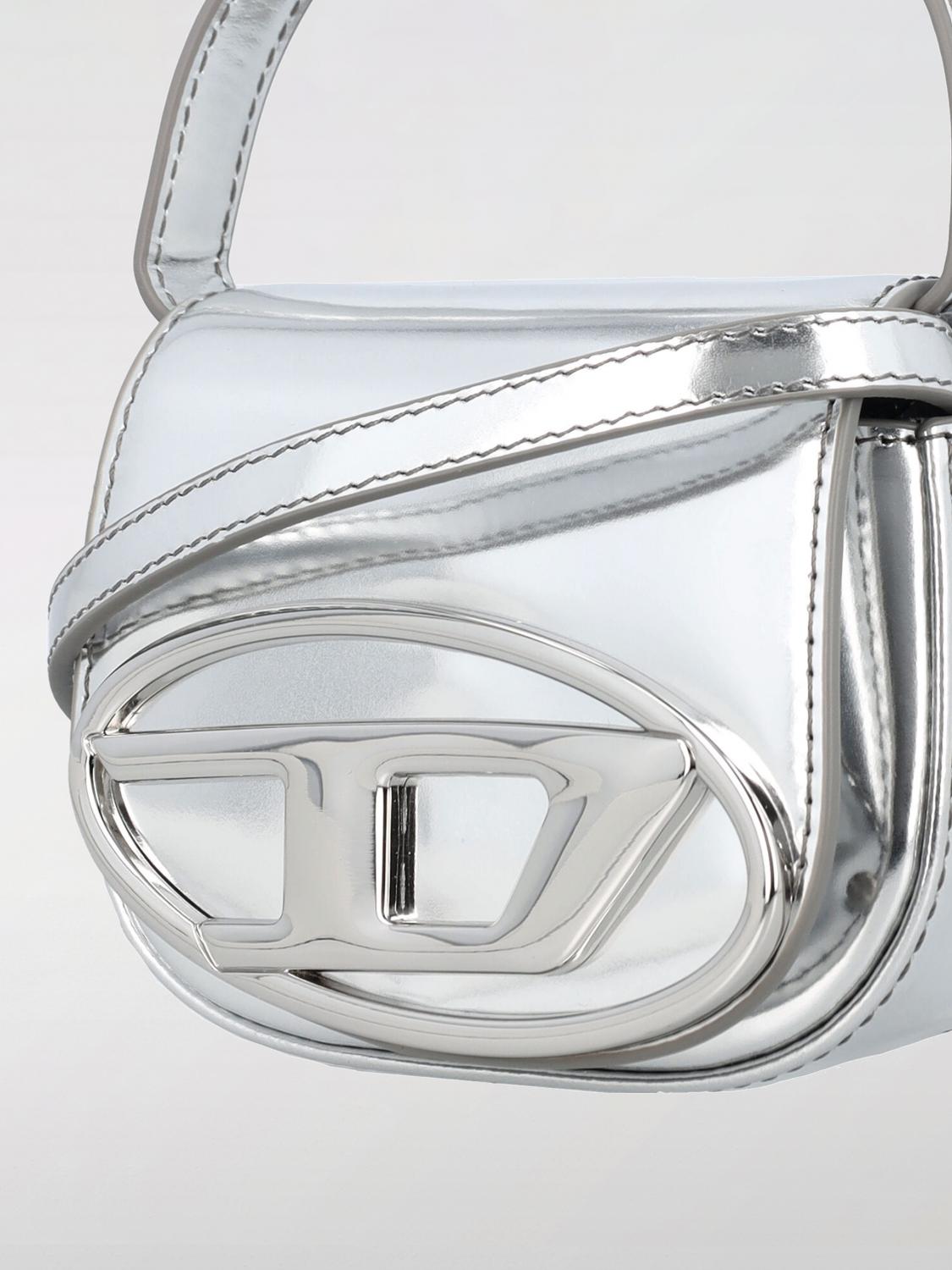DIESEL BORSA MINI: Borsa 1-DR-XS-S Diesel in vernice laminata , Argento - Img 3
