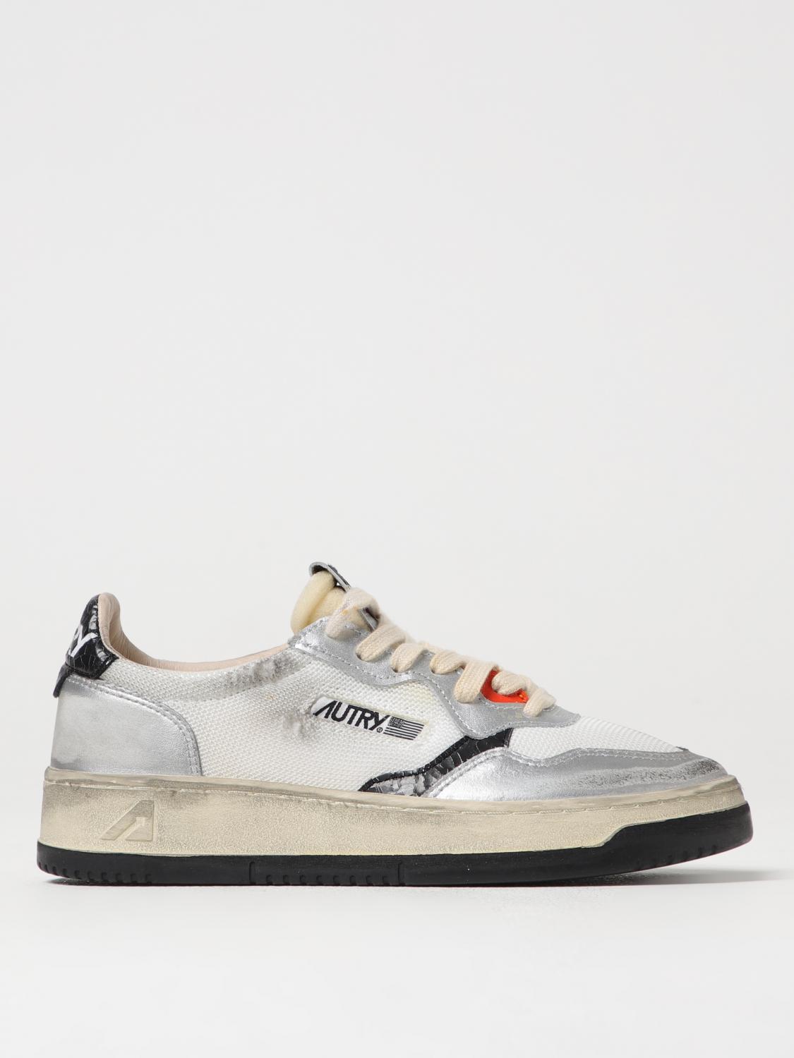 AUTRY SNEAKERS: Sneakers Super Vintage Autry in mesh e pelle laminata used , Argento - Img 1