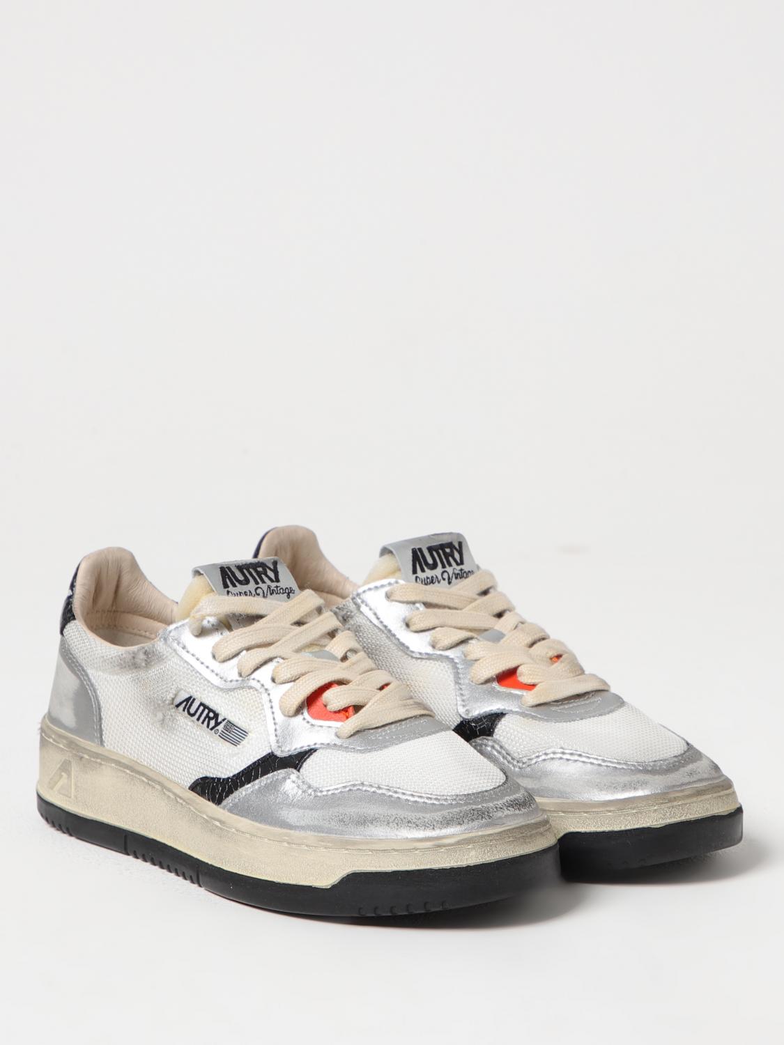 AUTRY SNEAKERS: Sneakers Super Vintage Autry in mesh e pelle laminata used , Argento - Img 2