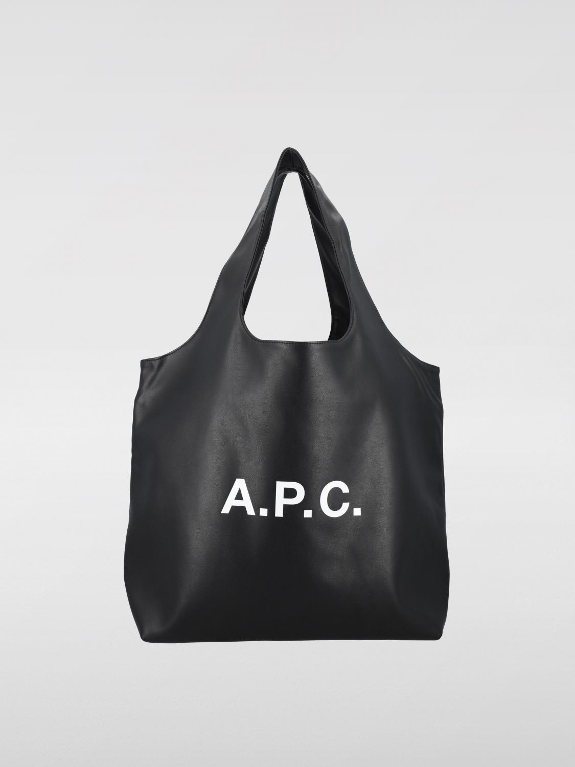 A.P.C. BORSA A TRACOLLA: Borsa a spalla Ninon con logo A.P.C. in pelle sintetica, Nero - Img 1