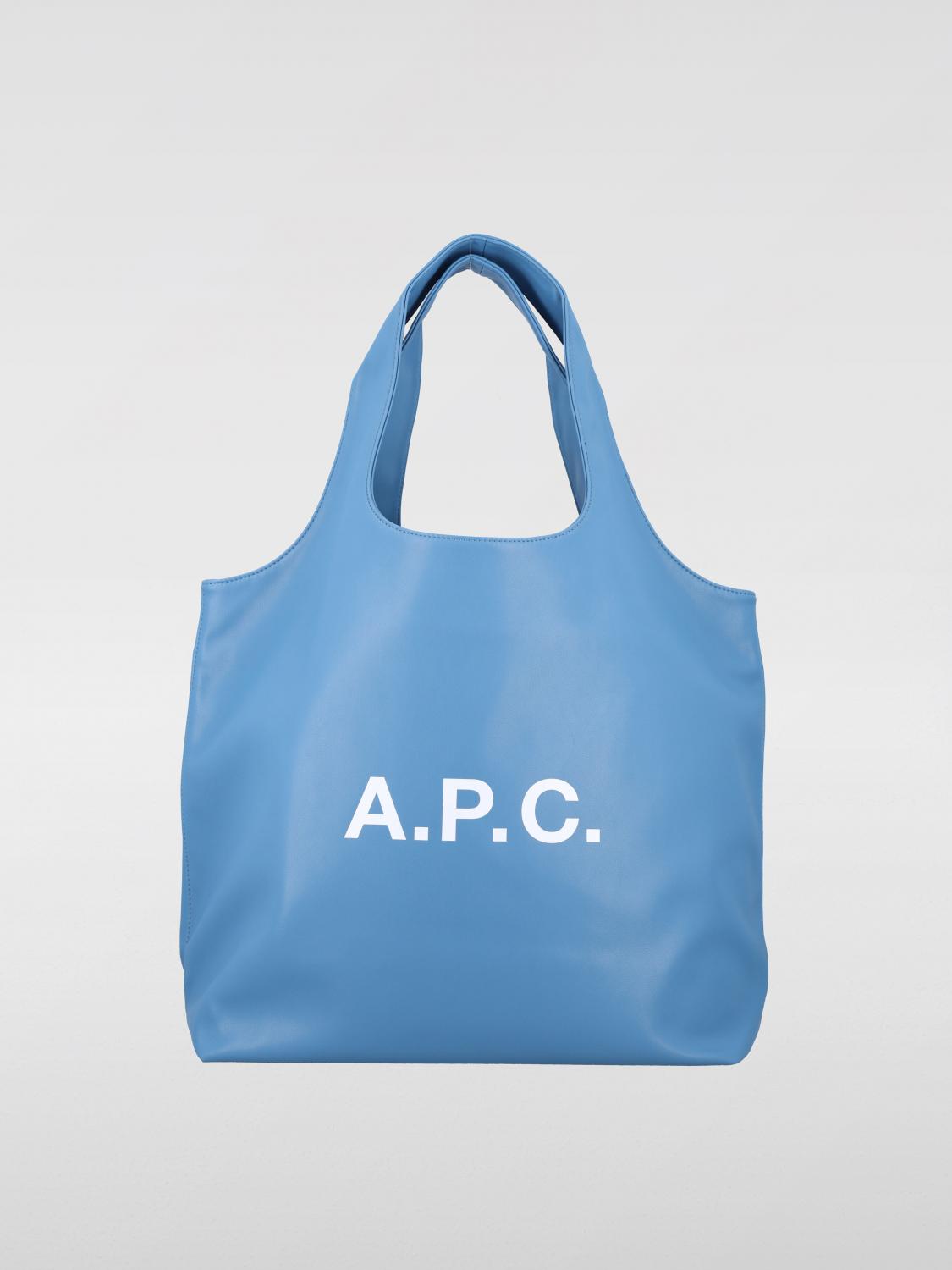 A.P.C. BORSA A TRACOLLA: Borsa a spalla Ninon con logo A.P.C. in pelle sintetica, Blue - Img 1
