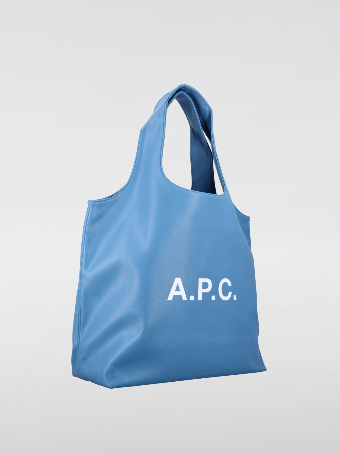 A.P.C. BORSA A TRACOLLA: Borsa a spalla Ninon con logo A.P.C. in pelle sintetica, Blue - Img 3