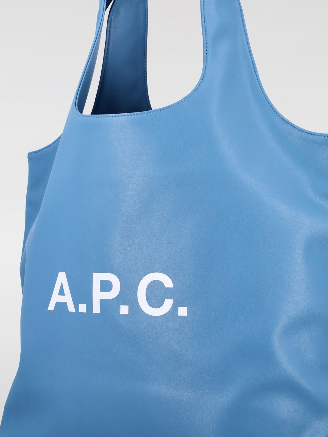 A.P.C. BORSA A TRACOLLA: Borsa a spalla Ninon con logo A.P.C. in pelle sintetica, Blue - Img 4
