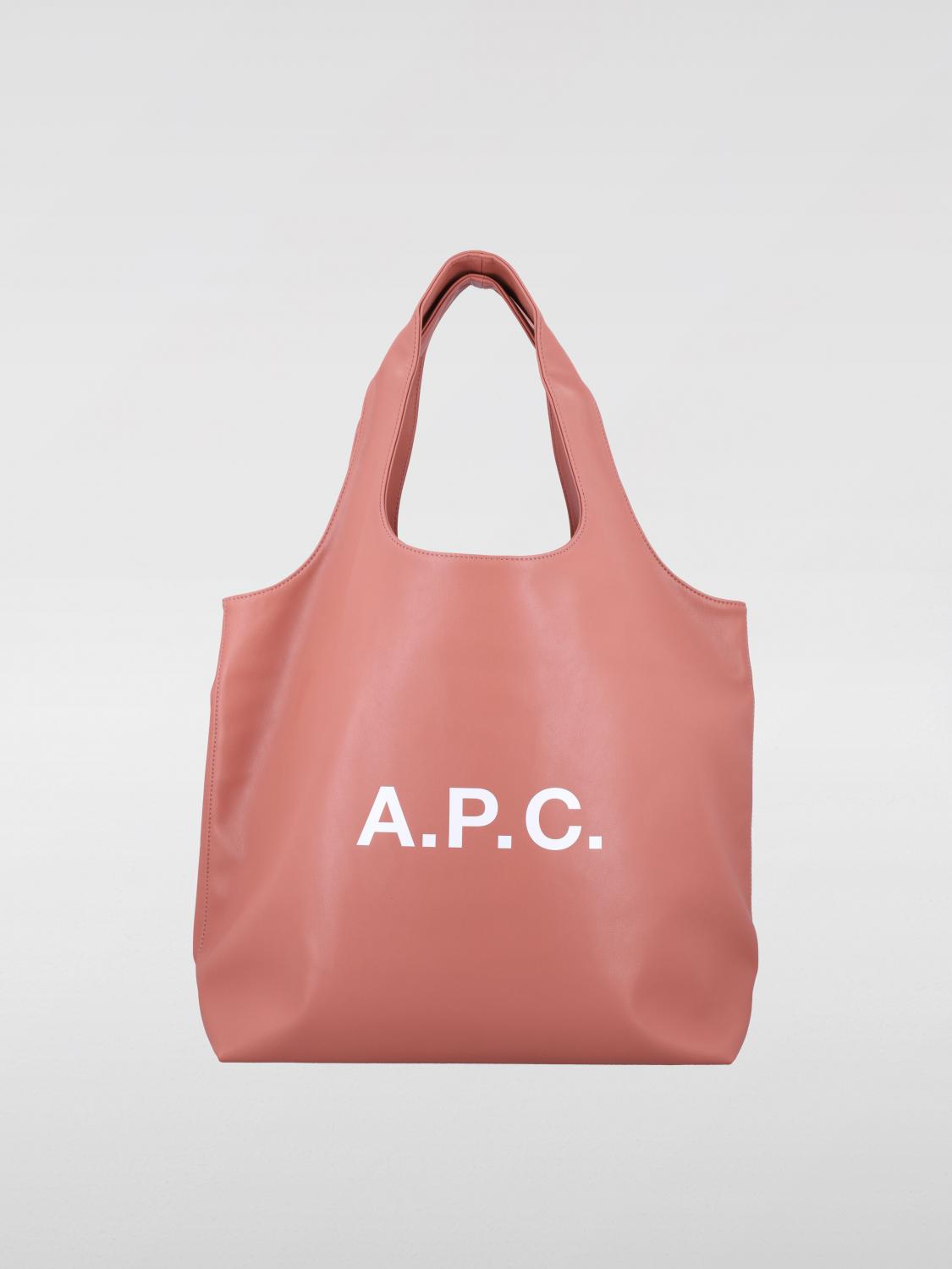 A.P.C. BORSA A TRACOLLA: Borsa a spalla Ninon con logo A.P.C. in pelle sintetica, Rosa - Img 1
