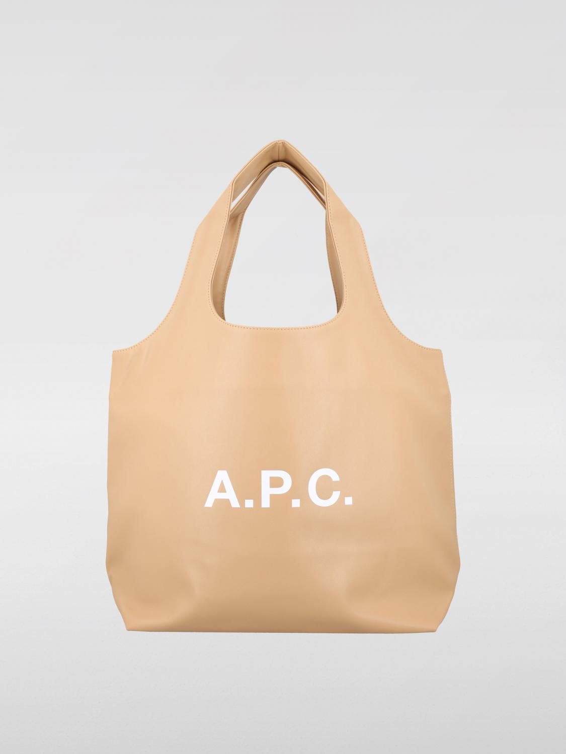 A.P.C. BORSA A TRACOLLA: Borsa a spalla Ninon con logo A.P.C. in pelle sintetica, Sabbia - Img 1