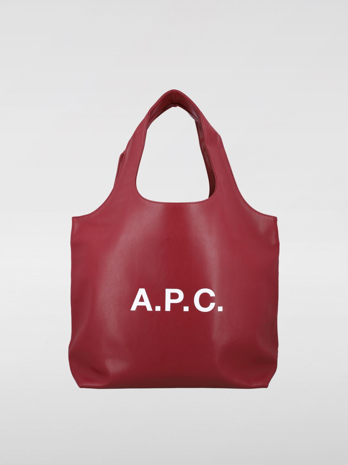 A.P.C. BORSA A TRACOLLA: Borsa a spalla Ninon con logo A.P.C. in pelle sintetica, Vino - Img 1