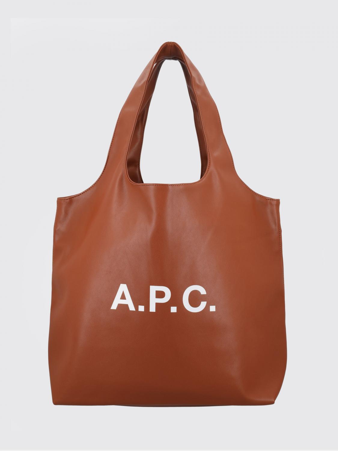 A.P.C. BORSA A TRACOLLA: Borsa a spalla Ninon con logo A.P.C. in pelle sintetica, Nocciola - Img 1