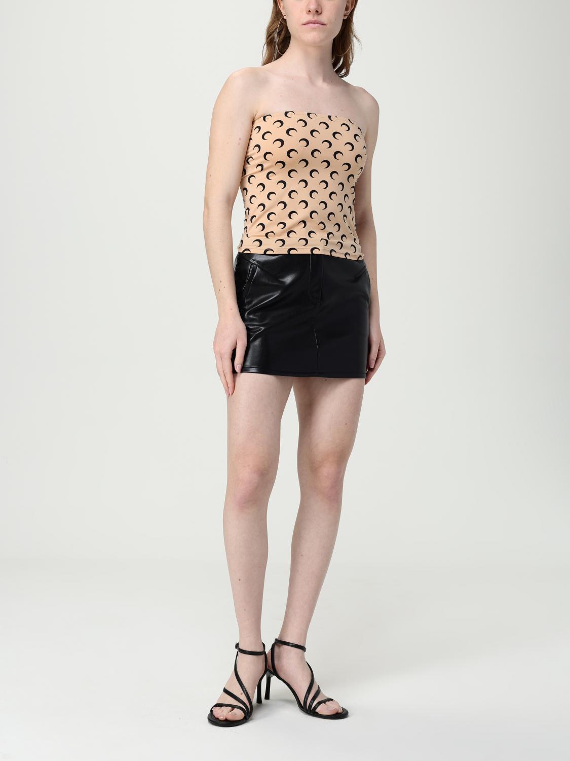 MARINE SERRE TOP: Top a fascia Marine Serre in nylon riciclato con stampa, Beige - Img 2