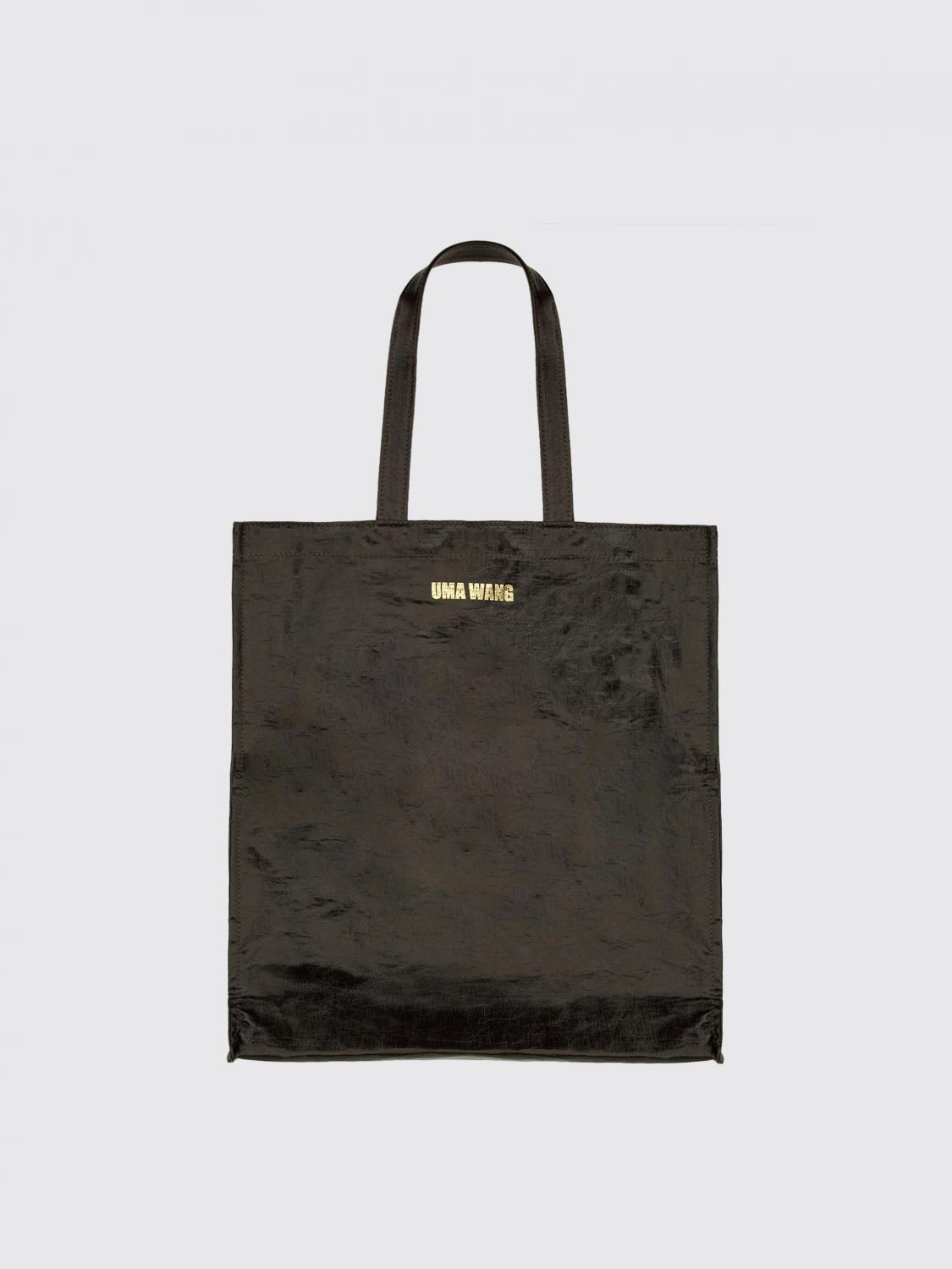 UMA WANG BORSA TOTE: Borsa a mano tote in lino Uma Wang, Marrone - Img 1