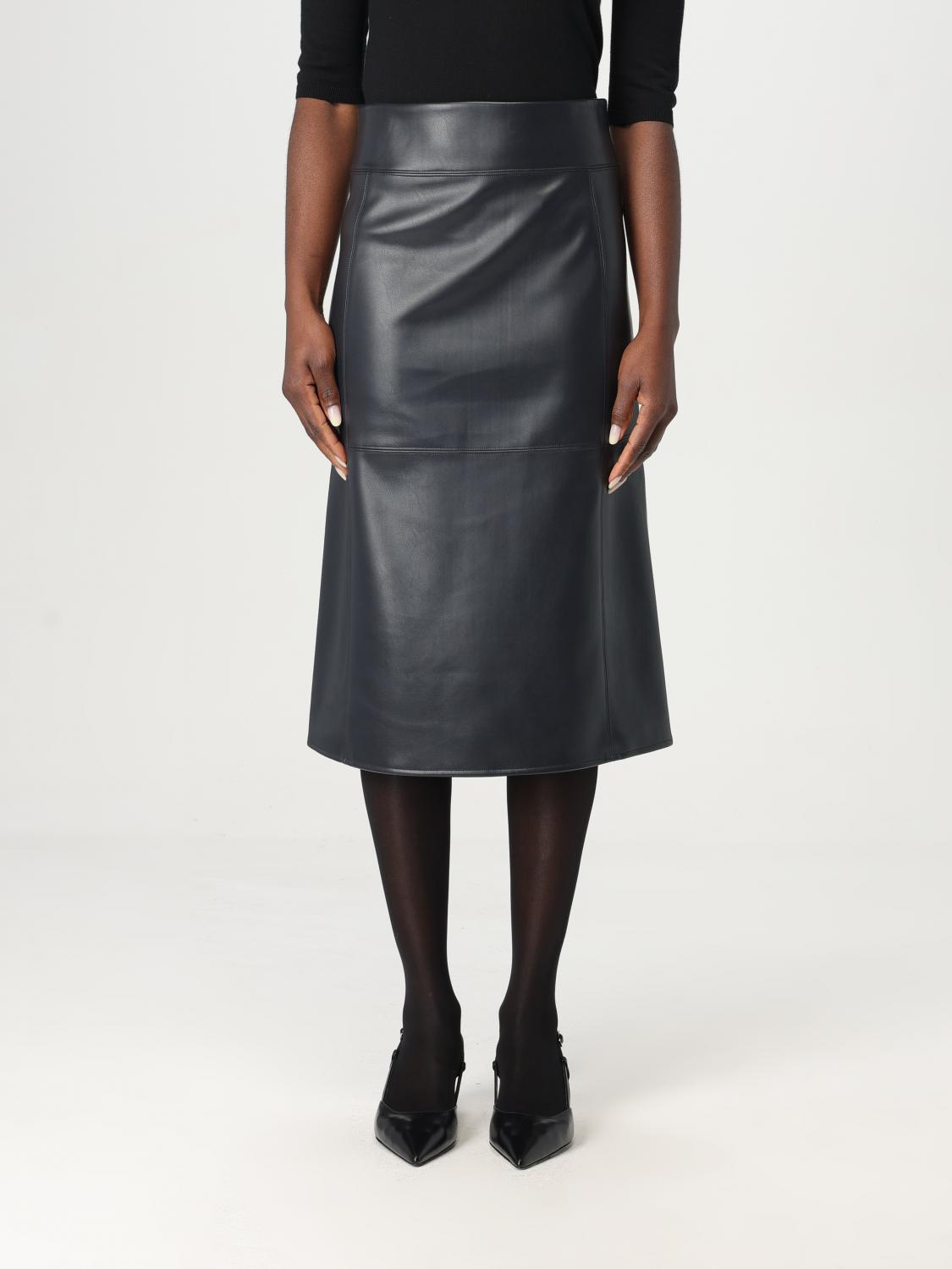 MAX MARA GONNA: Gonna midi Max Mara in pelle sintetica , Nero - Img 1