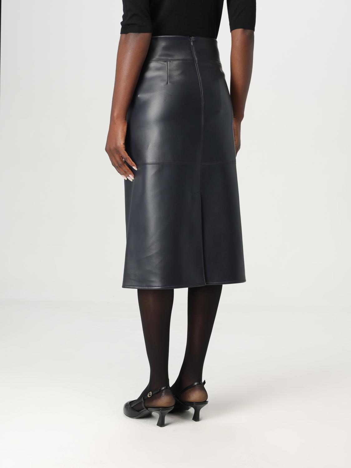 MAX MARA GONNA: Gonna midi Max Mara in pelle sintetica , Nero - Img 3