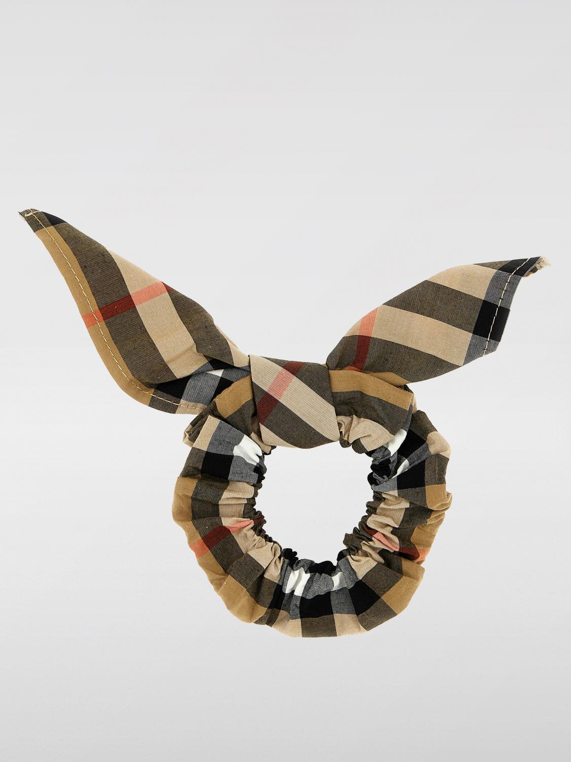 BURBERRY FERMACAPELLI: Elastico per capelli Burberry in cotone con stampa Vintage Check , Fantasia - Img 1