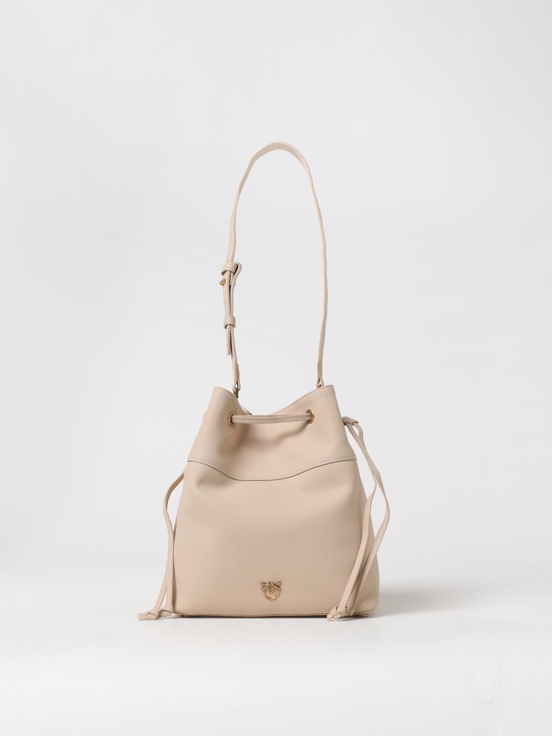 PINKO BORSA A SPALLA: Borsa Pinko in pelle a grana , Beige - Img 1