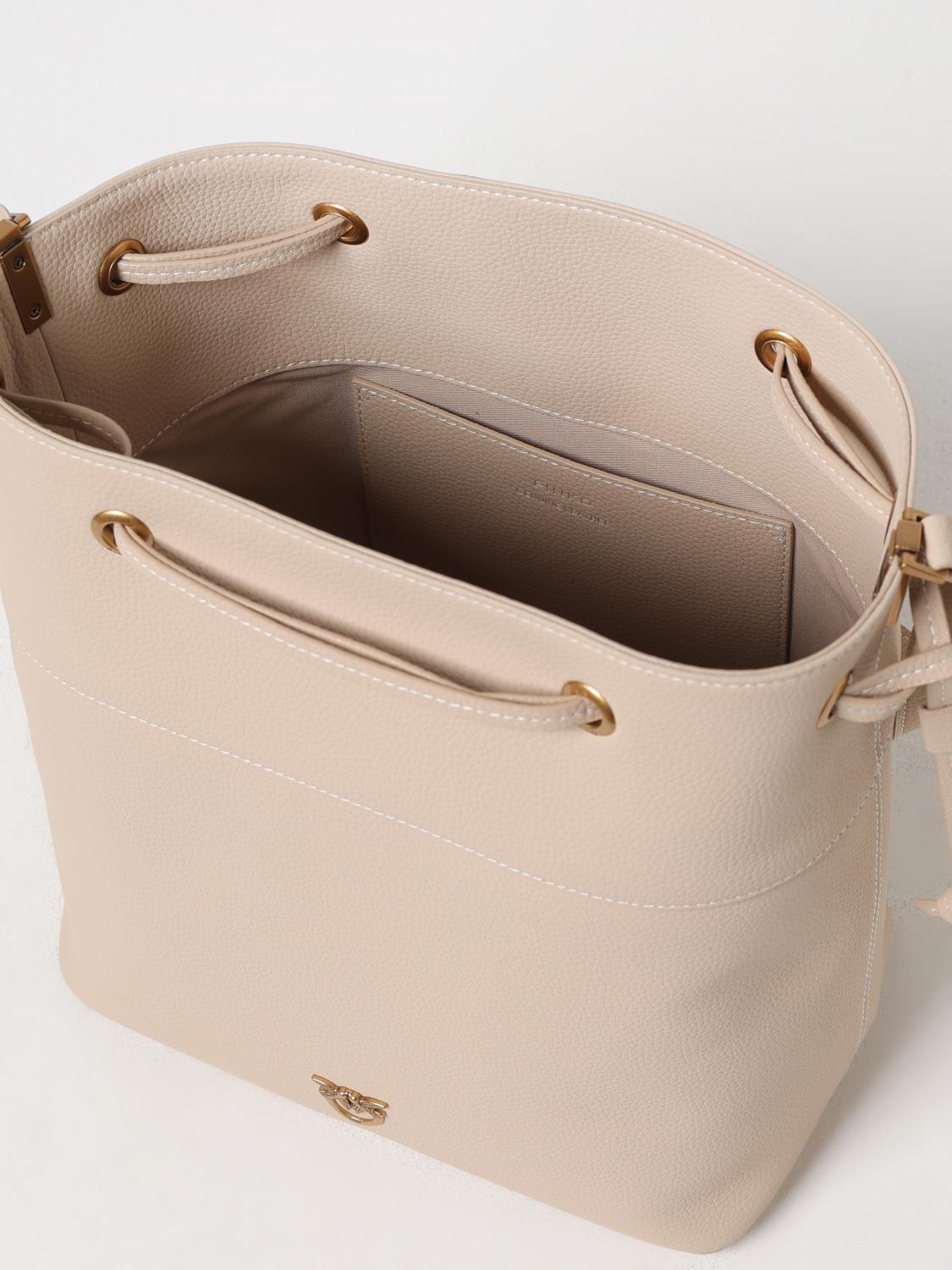 PINKO BORSA A SPALLA: Borsa Pinko in pelle a grana , Beige - Img 3