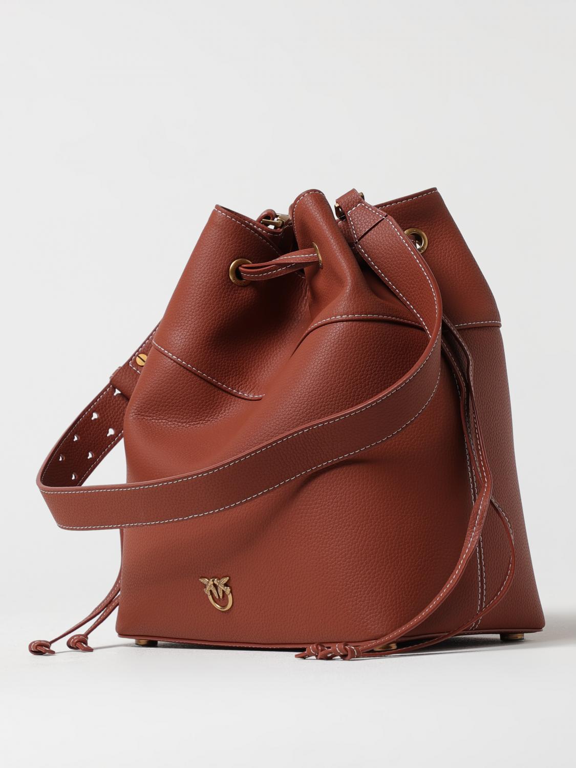 PINKO BORSA A SPALLA: Borsa Pinko in pelle a grana , Marrone - Img 3