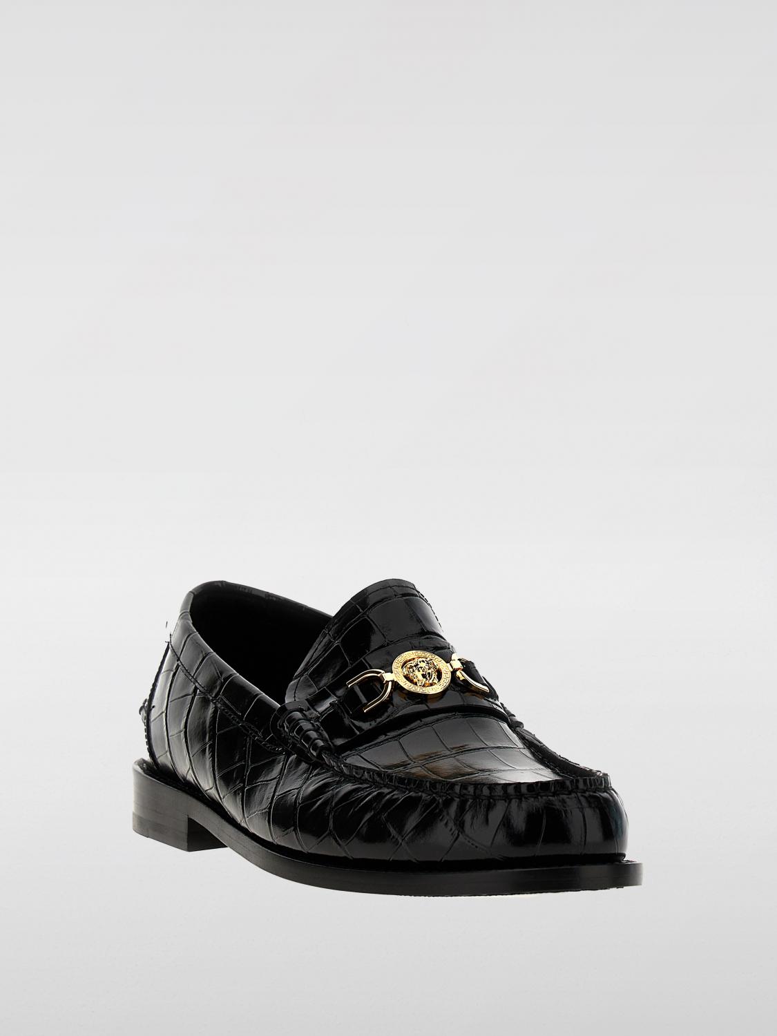 VERSACE MOCASSINI: Mocassino Medusa '95 Versace in pelle stampa cocco , Nero - Img 2