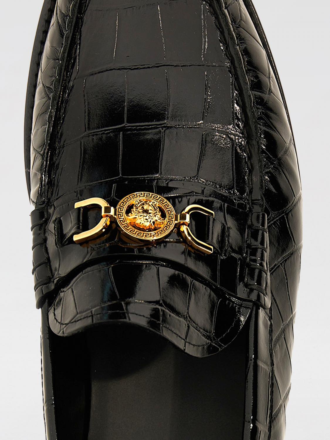 VERSACE MOCASSINI: Mocassino Medusa '95 Versace in pelle stampa cocco , Nero - Img 4