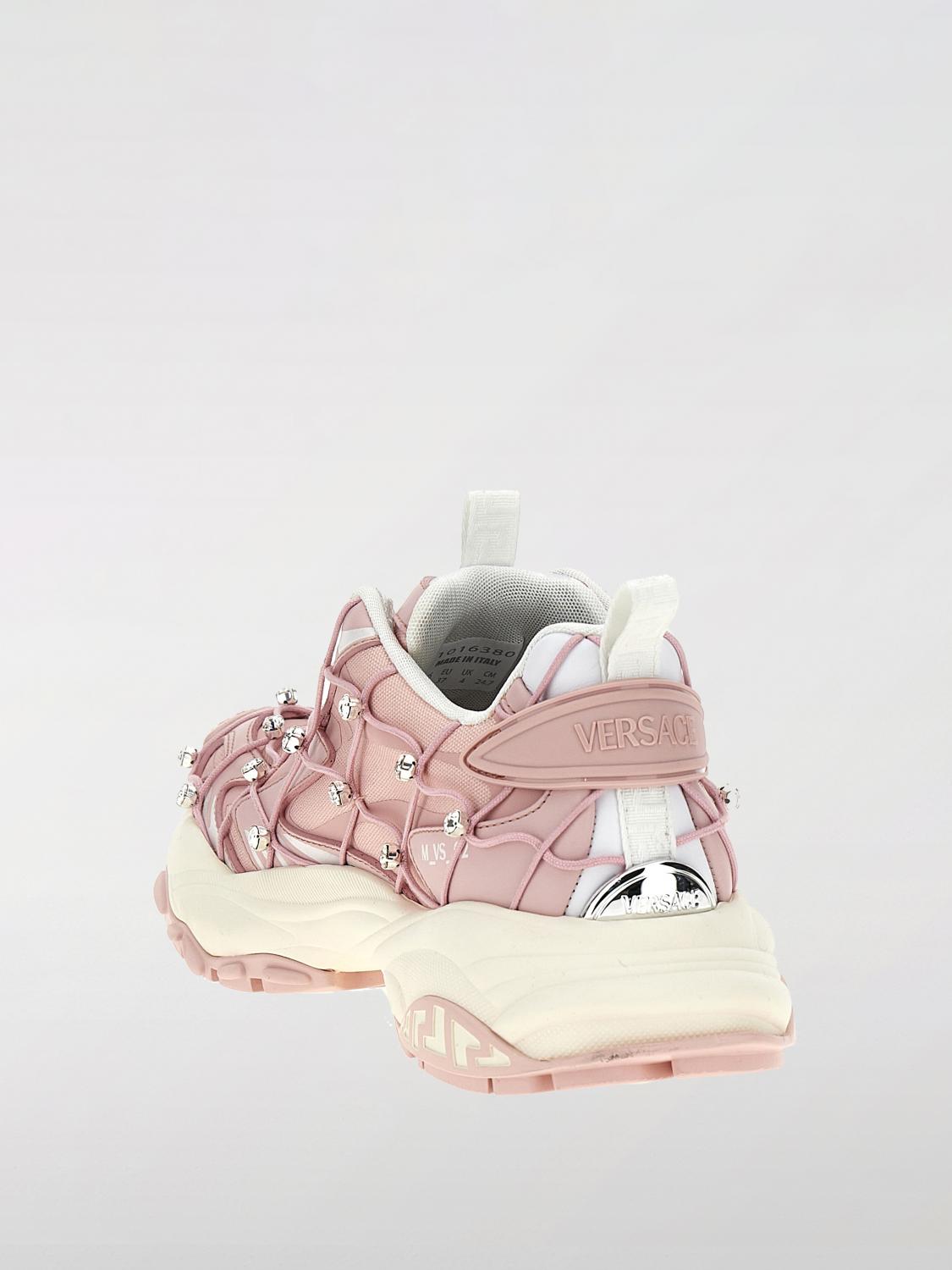 VERSACE SNEAKERS: Sneakers Mercury M_VS_02 Versace in pelle e mesh a rete con strass , Rosa - Img 3