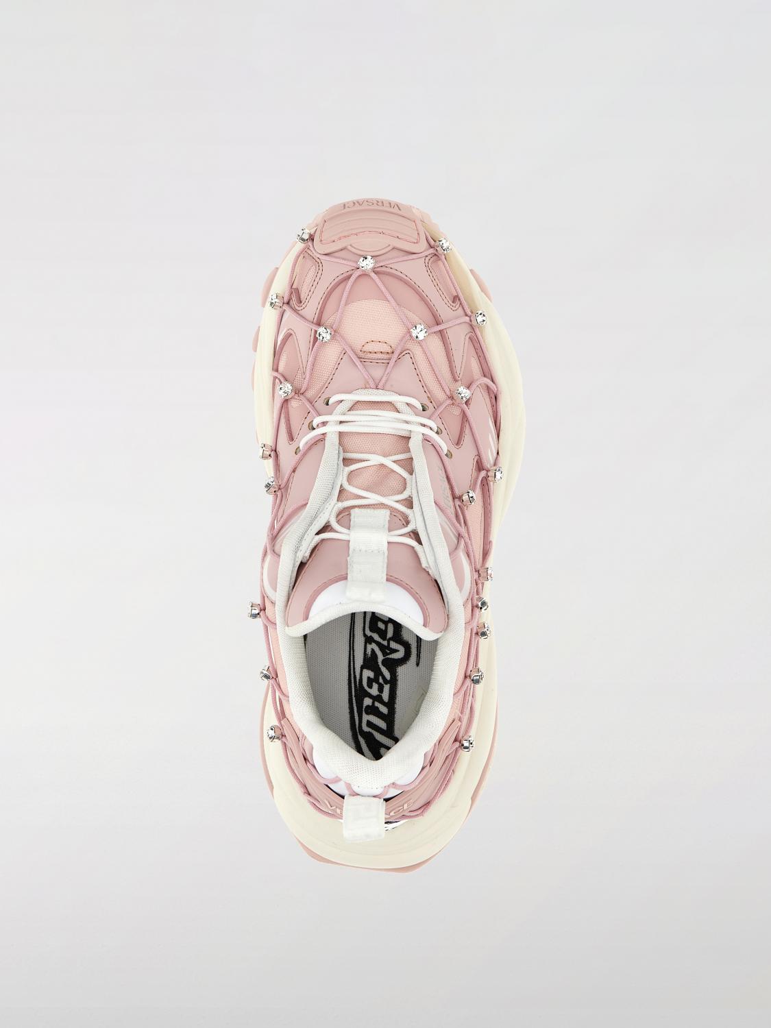 VERSACE SNEAKERS: Sneakers Mercury M_VS_02 Versace in pelle e mesh a rete con strass , Rosa - Img 4
