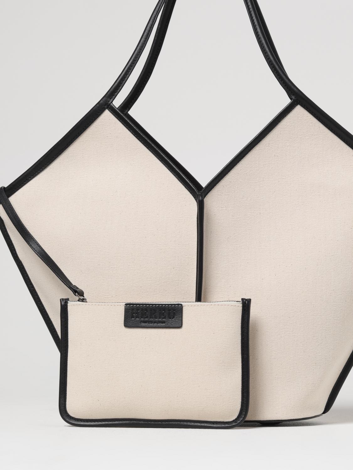 HEREU BORSA TOTE: Borsa Calella Hereu in canvas di cotone e pelle , Nero - Img 3