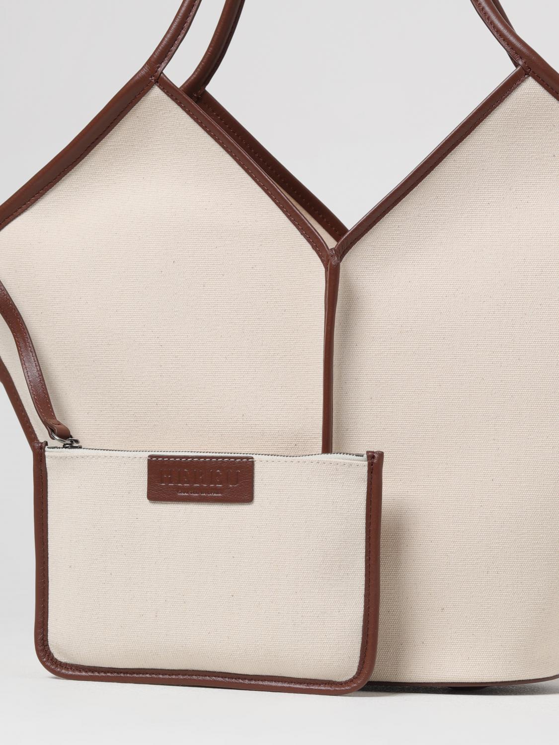 HEREU TRAGETASCHE: Hereu Calella Tasche aus Baumwoll-Canvas und Leder, Braun - Img 3