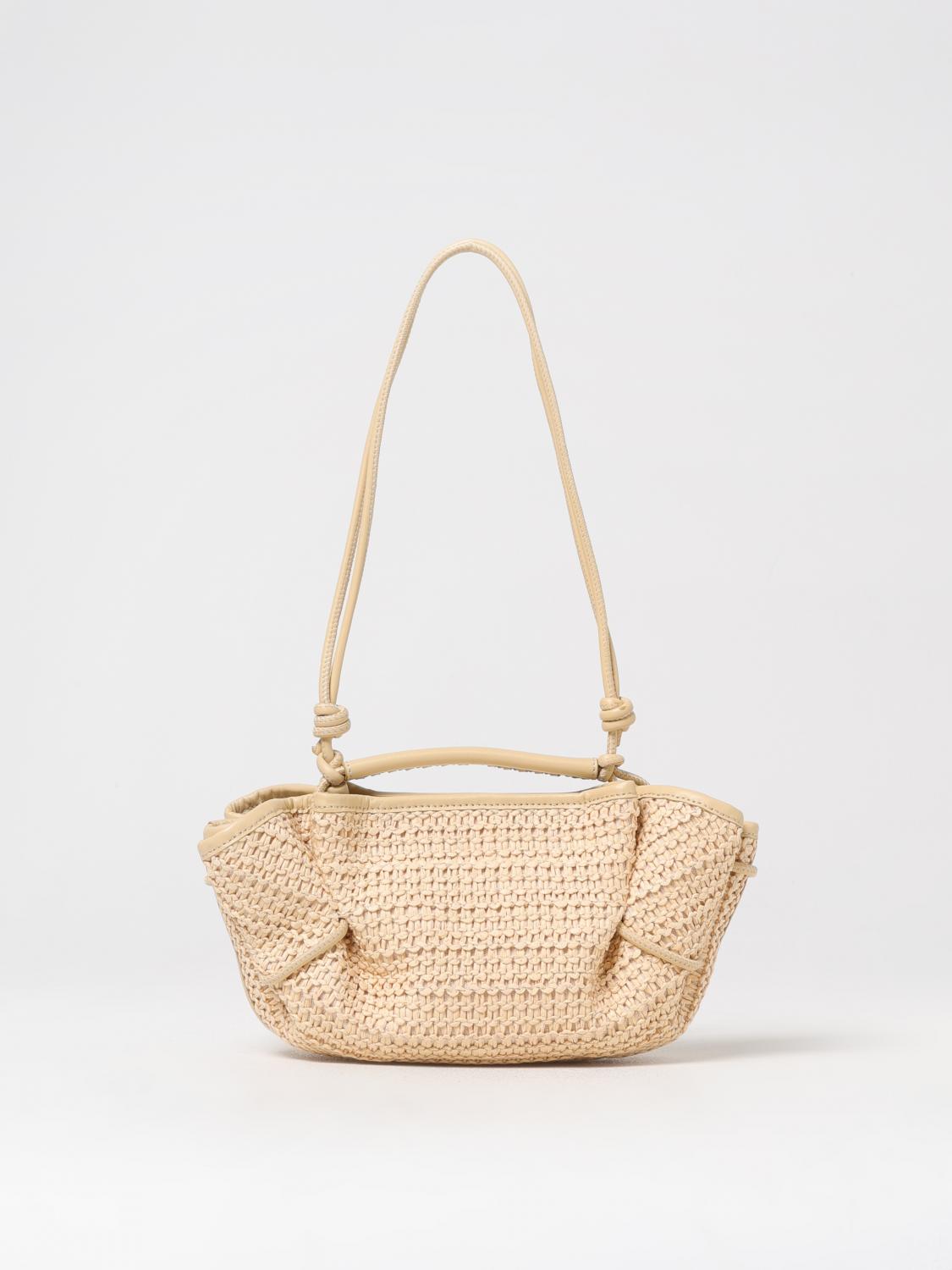 HEREU BORSA A SPALLA: Borsa Arta Hereu in rafia crochet e pelle , Beige - Img 1