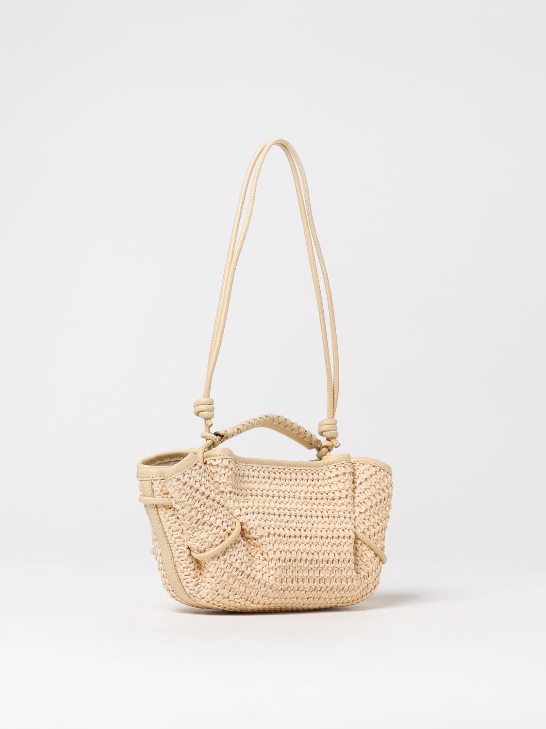 HEREU BORSA A SPALLA: Borsa Arta Hereu in rafia crochet e pelle , Beige - Img 2