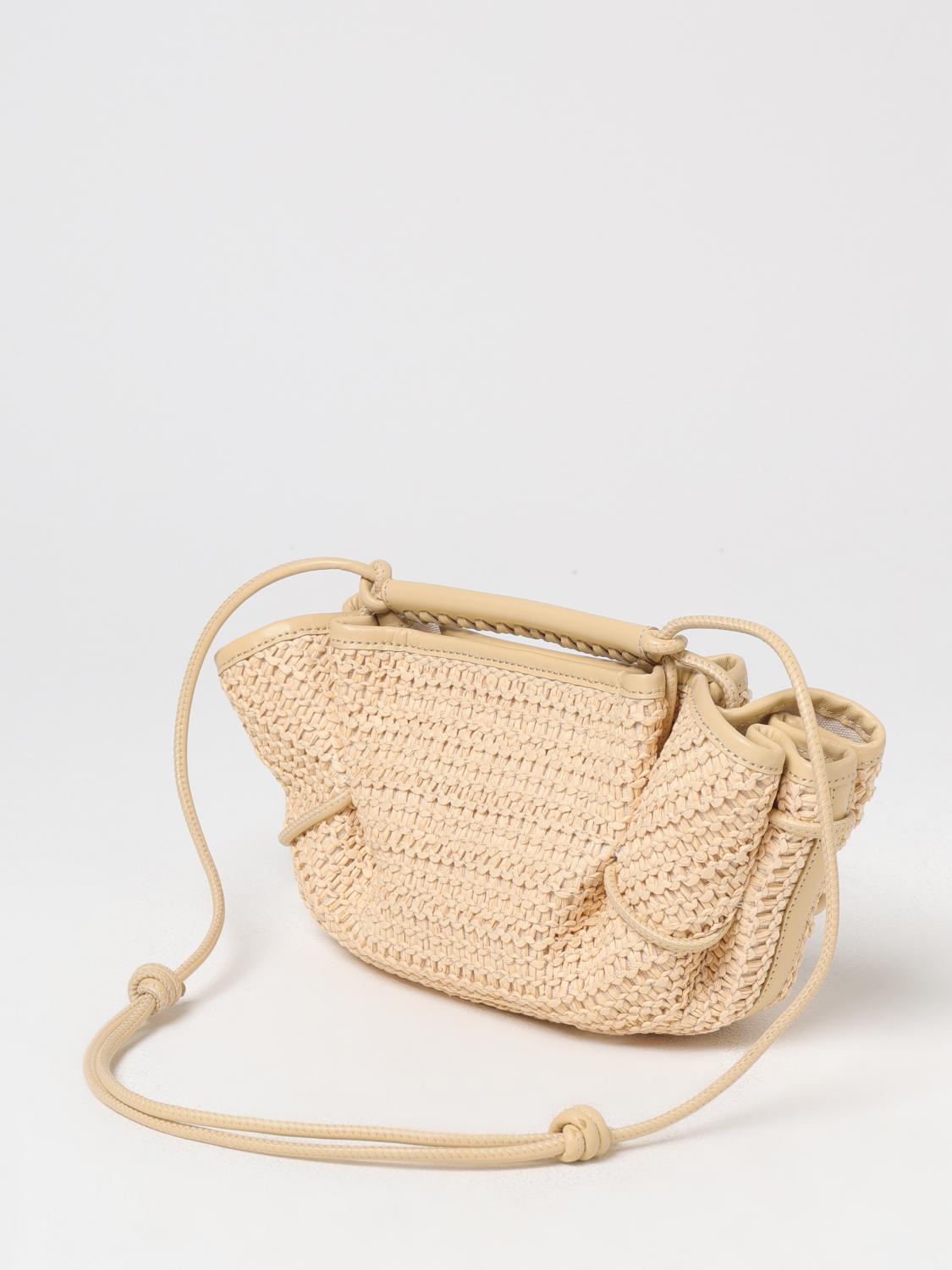 HEREU BORSA A SPALLA: Borsa Arta Hereu in rafia crochet e pelle , Beige - Img 3