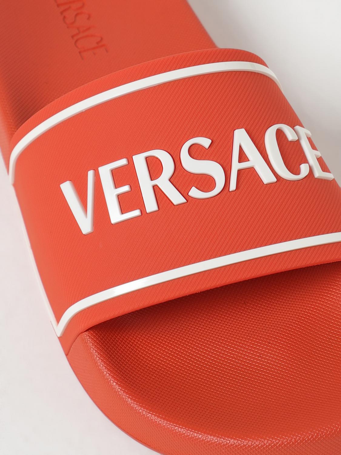 サンダル VERSACE Men Sandals Orange 10184961A13176 1RC10 Logo Sliders Orange | VERSACE US