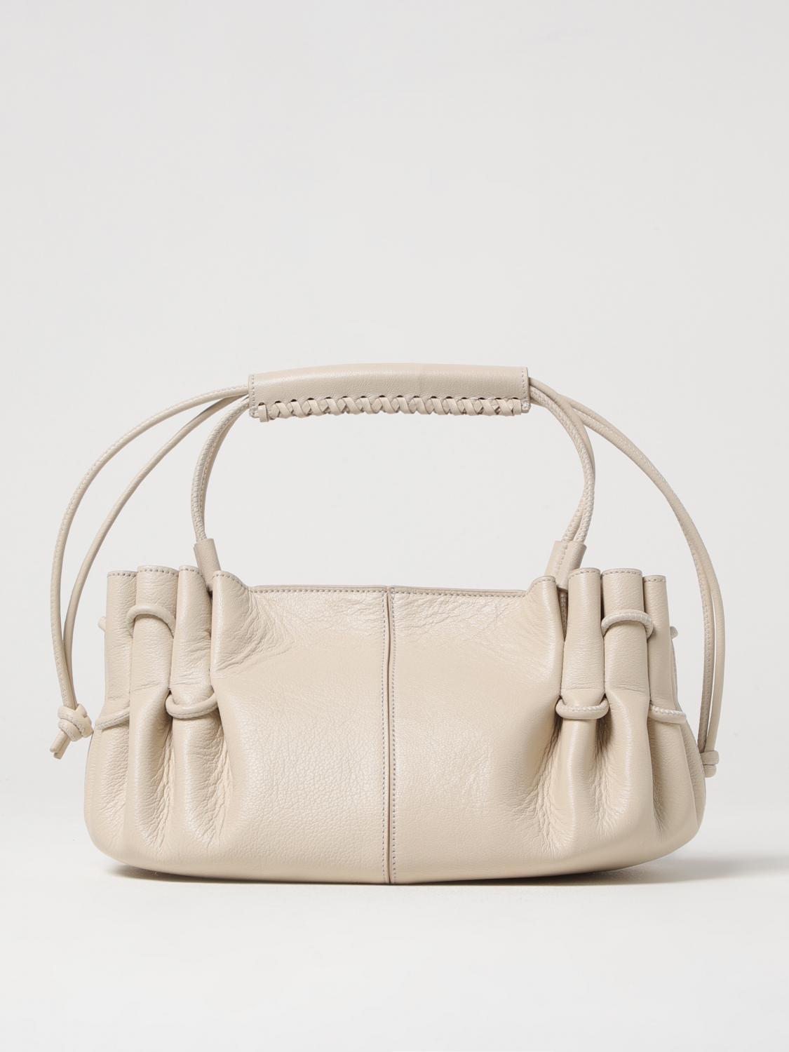 HEREU BORSA A SPALLA: Borsa Arta Hereu in pelle a grana naturale , Beige - Img 1