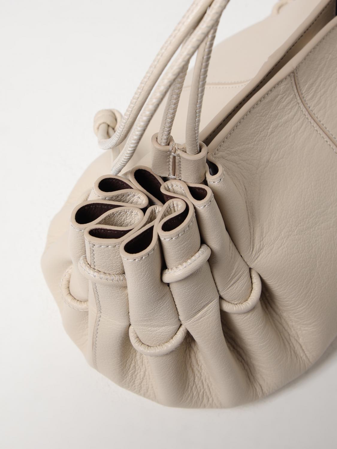 HEREU BORSA A SPALLA: Borsa Arta Hereu in pelle a grana naturale , Beige - Img 3
