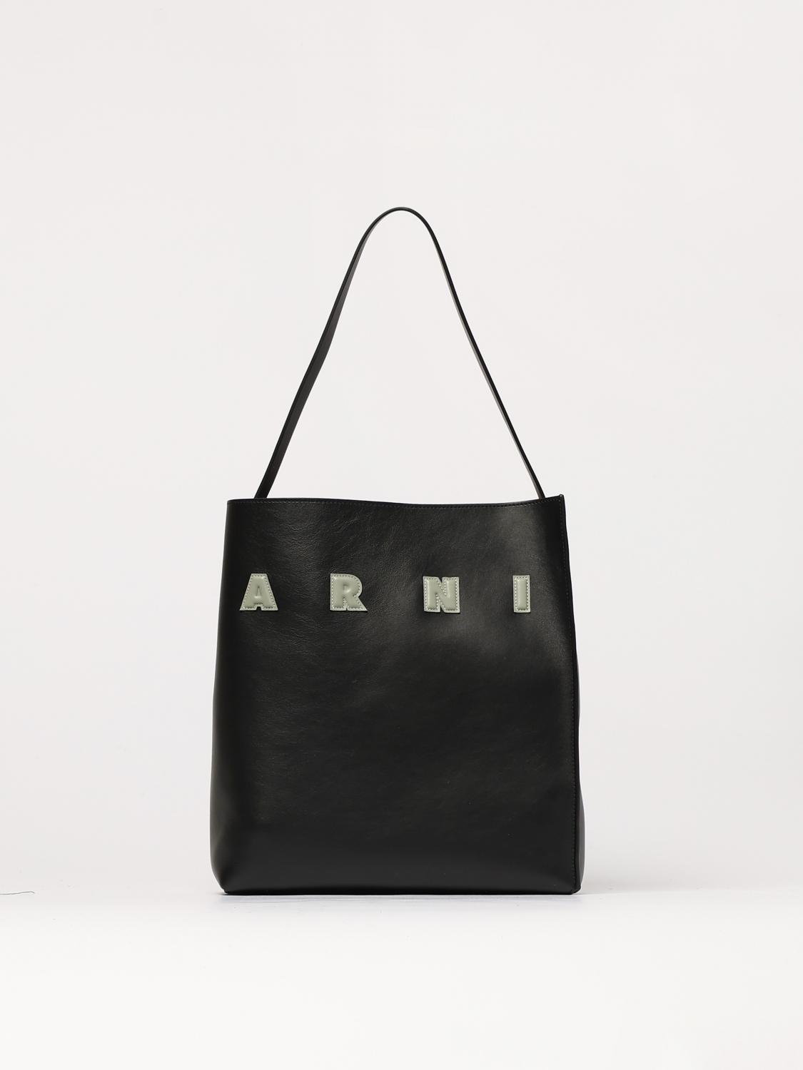 MARNI BORSA A SPALLA: Borsa Museo Medium Marni in pelle , Nero - Img 1