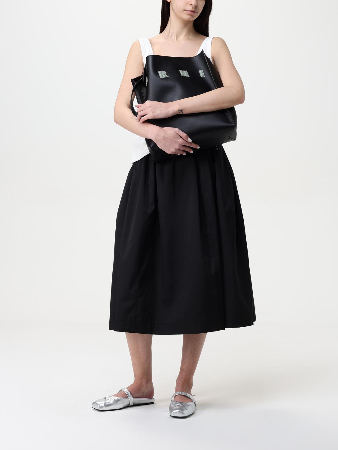 MARNI BORSA A SPALLA: Borsa Museo Medium Marni in pelle , Nero - Img 2