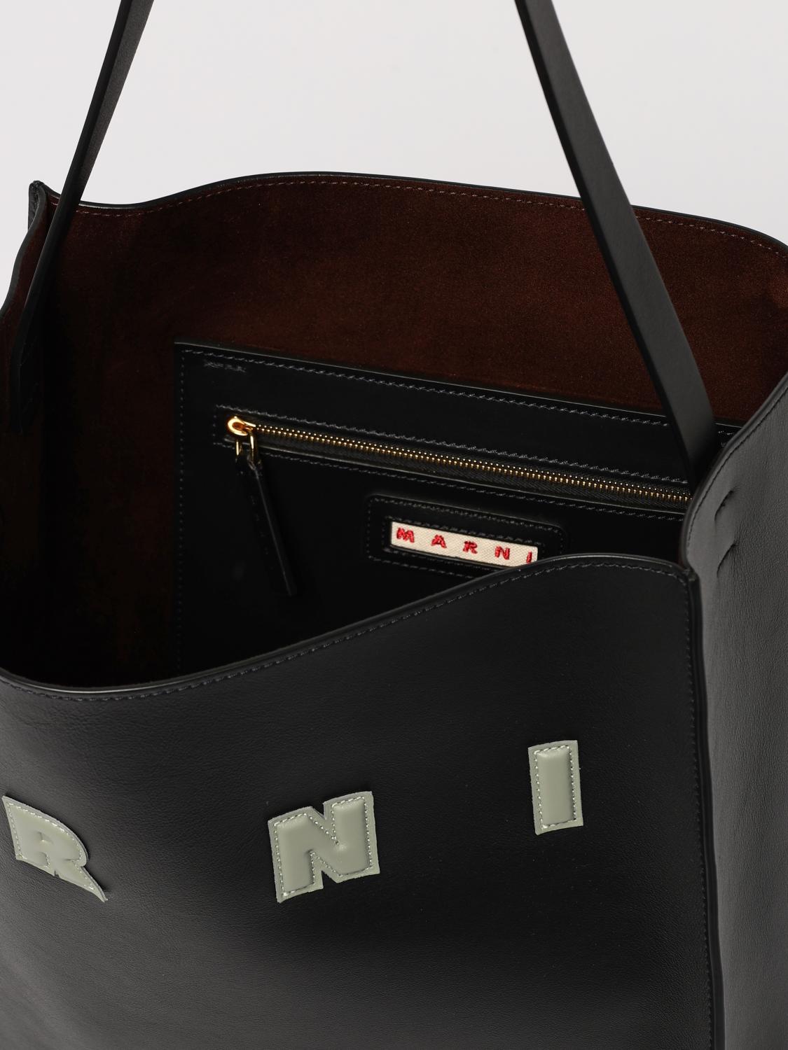 MARNI BORSA A SPALLA: Borsa Museo Medium Marni in pelle , Nero - Img 5