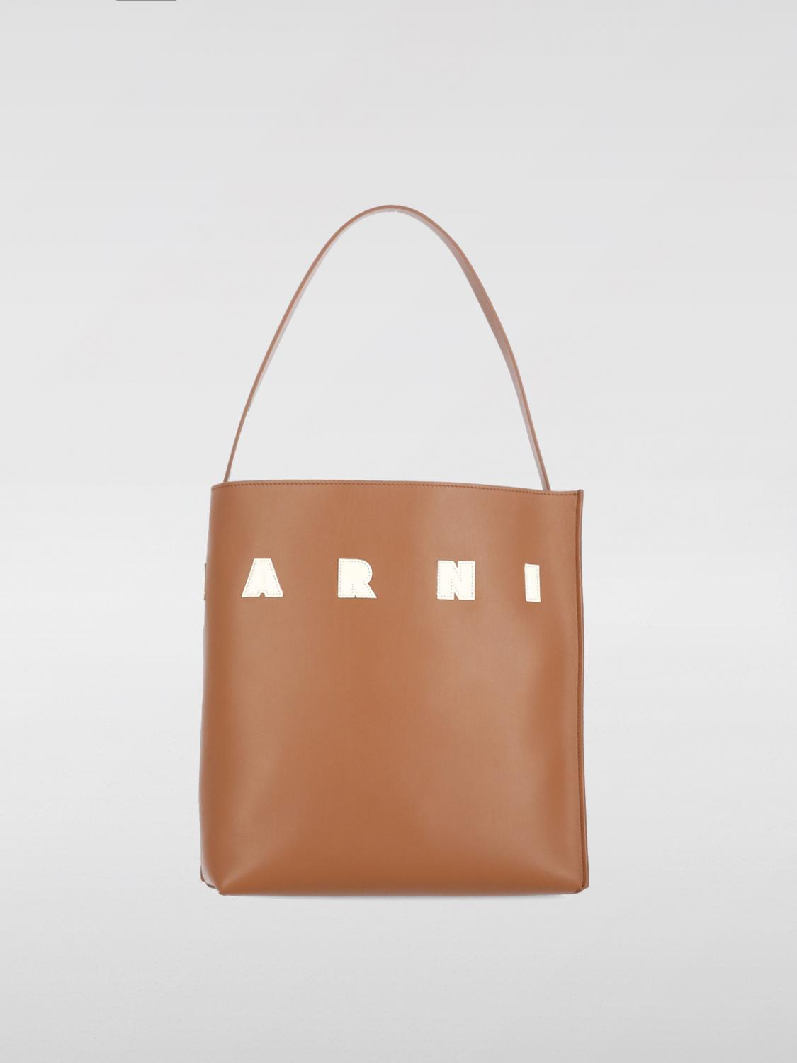 MARNI BORSA A SPALLA: Borsa Museo Medium Marni in pelle , Cammello - Img 1