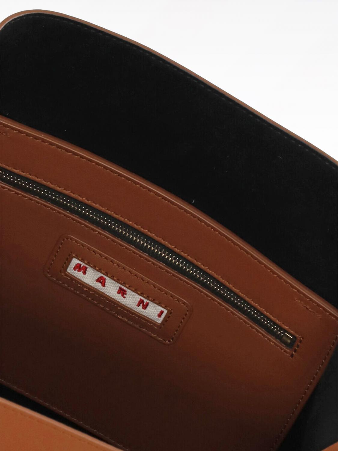 MARNI BORSA A SPALLA: Borsa Museo Medium Marni in pelle , Cammello - Img 5