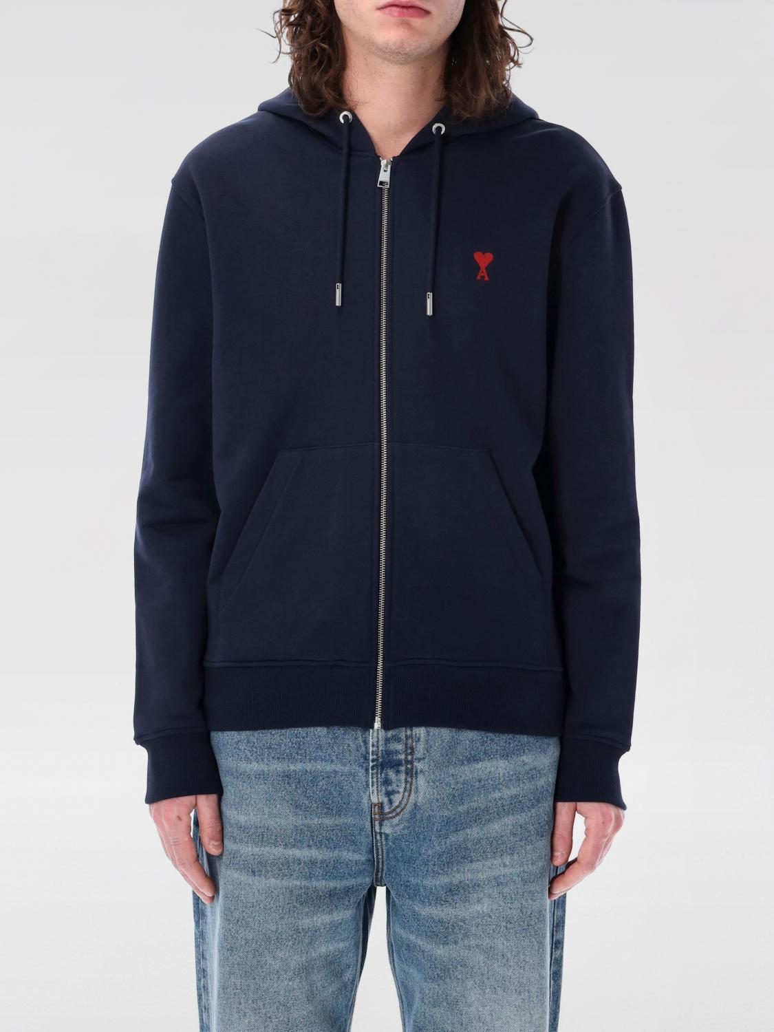 AMI PARIS SUDADERA: Sudadera con capucha Ami Paris con mini logo, Azul Oscuro - Img 1