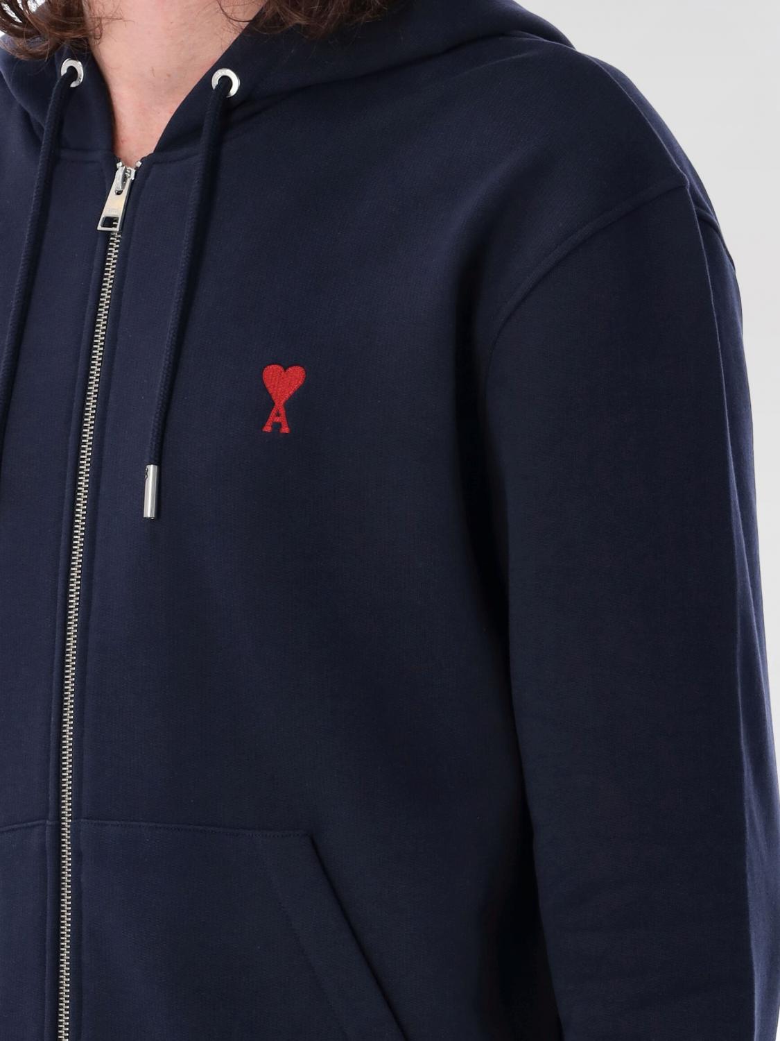 AMI PARIS SUDADERA: Sudadera con capucha Ami Paris con mini logo, Azul Oscuro - Img 3