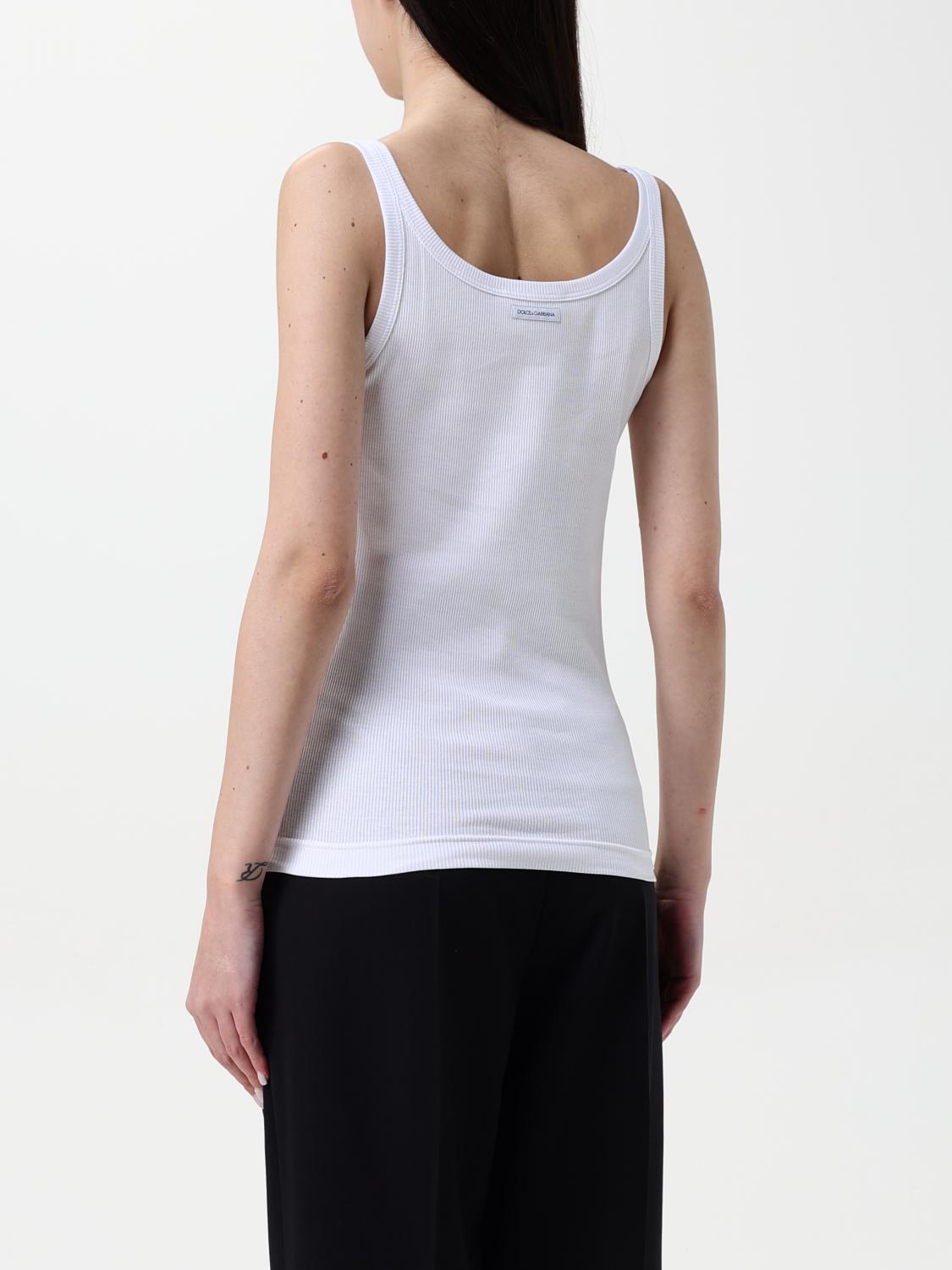 DOLCE & GABBANA TOP: Top in cotone Dolce & Gabbana, Bianco - Img 3