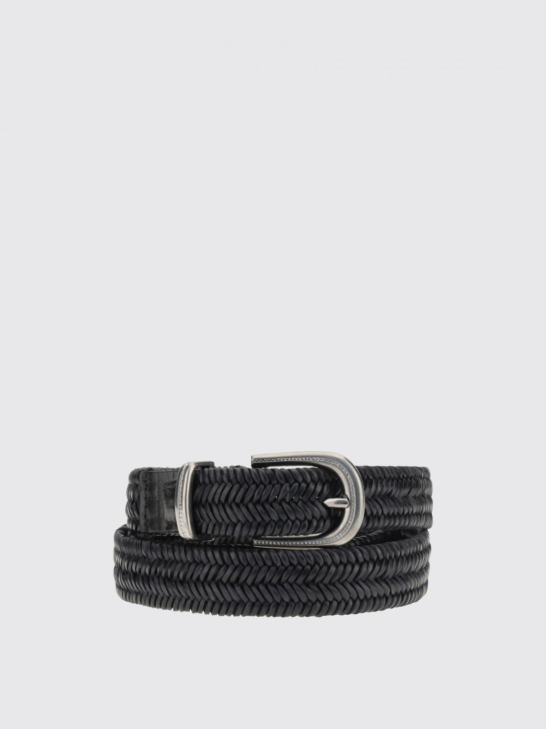 BRUNELLO CUCINELLI CINTURA: Cintura Brunello Cucinelli in pelle stretch intrecciata , Nero - Img 1