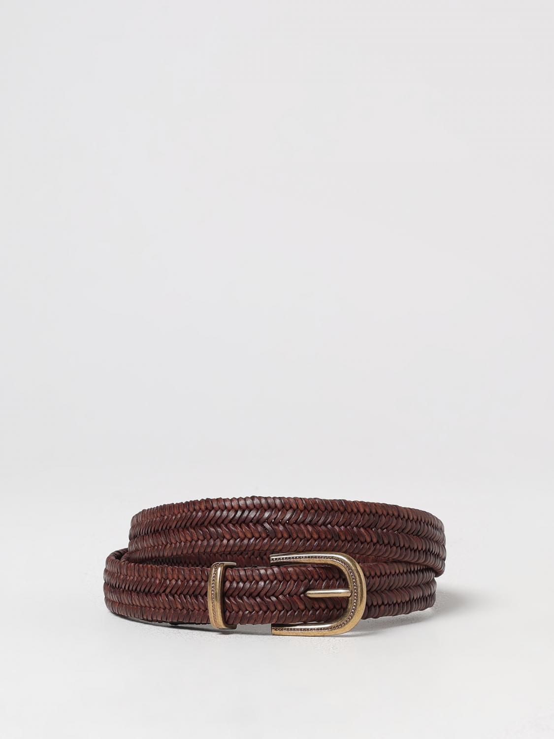 BRUNELLO CUCINELLI CINTURA: Cintura Brunello Cucinelli in pelle stretch intrecciata , Marrone - Img 1