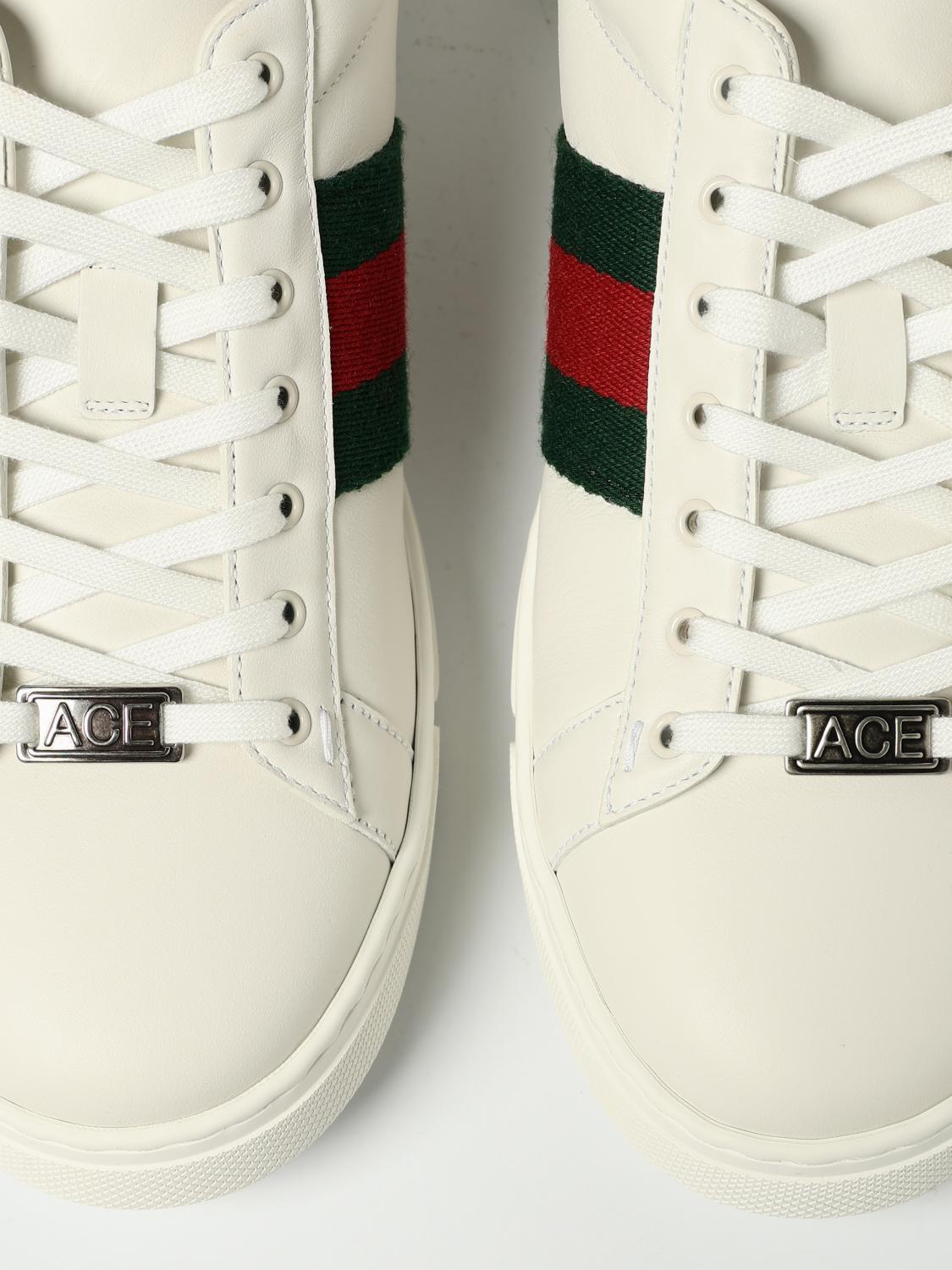 GUCCI スニーカー: Gucci エース レザースニーカー, ホワイト - Img 4