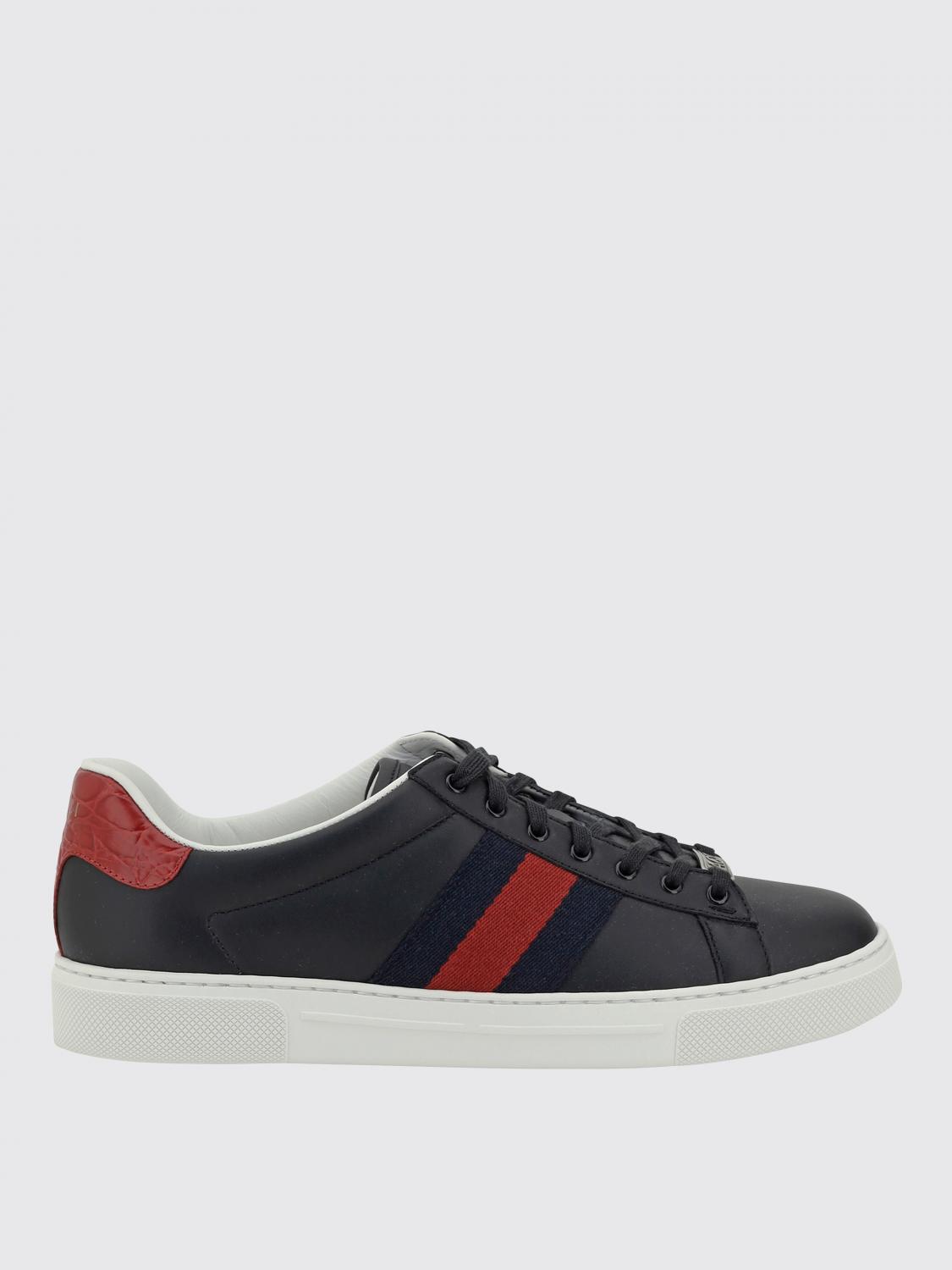 GUCCI BASKETS: Baskets Ace Gucci en cuir, Noir - Img 1