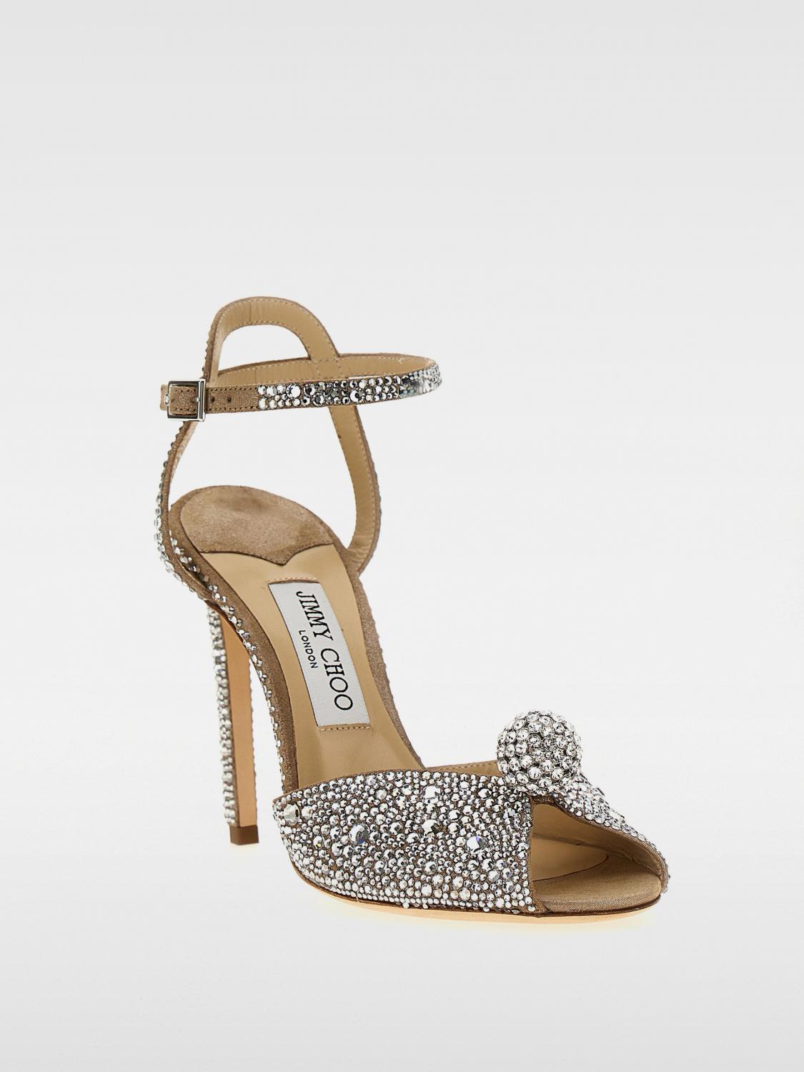 JIMMY CHOO SANDALEN MIT ABSATZ: Jimmy Choo Sacora Wildleder-Sandalen mit Kristallen, Silber - Img 2