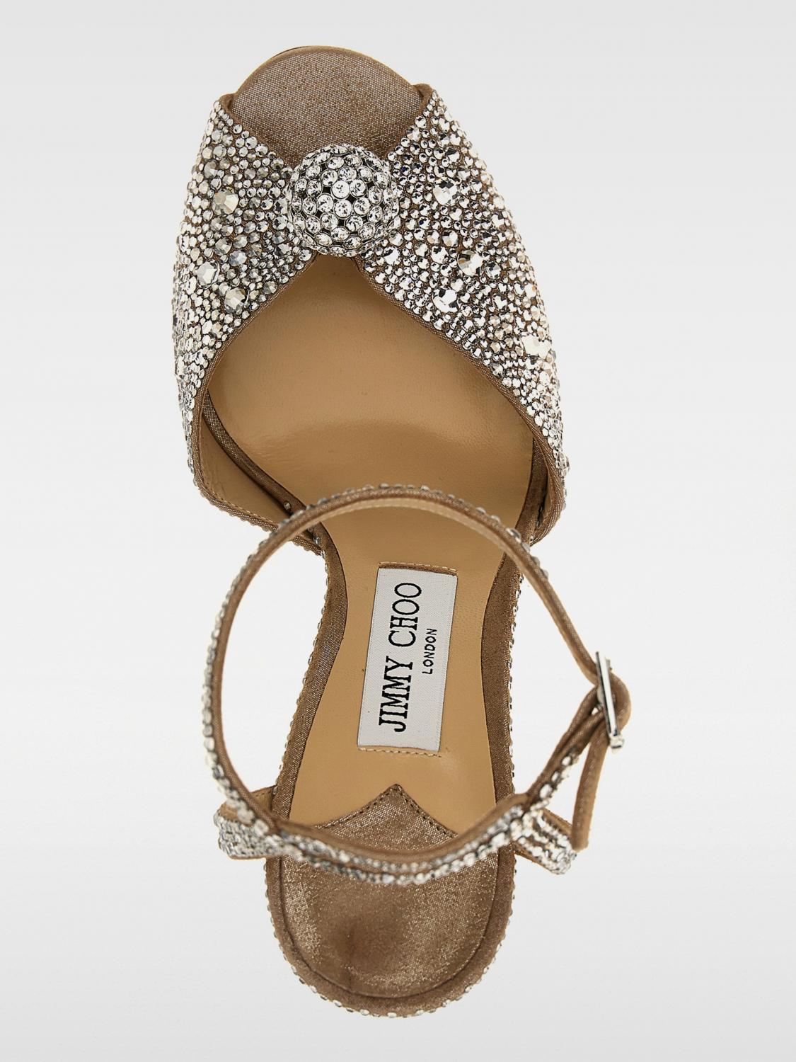 JIMMY CHOO SANDALEN MIT ABSATZ: Jimmy Choo Sacora Wildleder-Sandalen mit Kristallen, Silber - Img 4