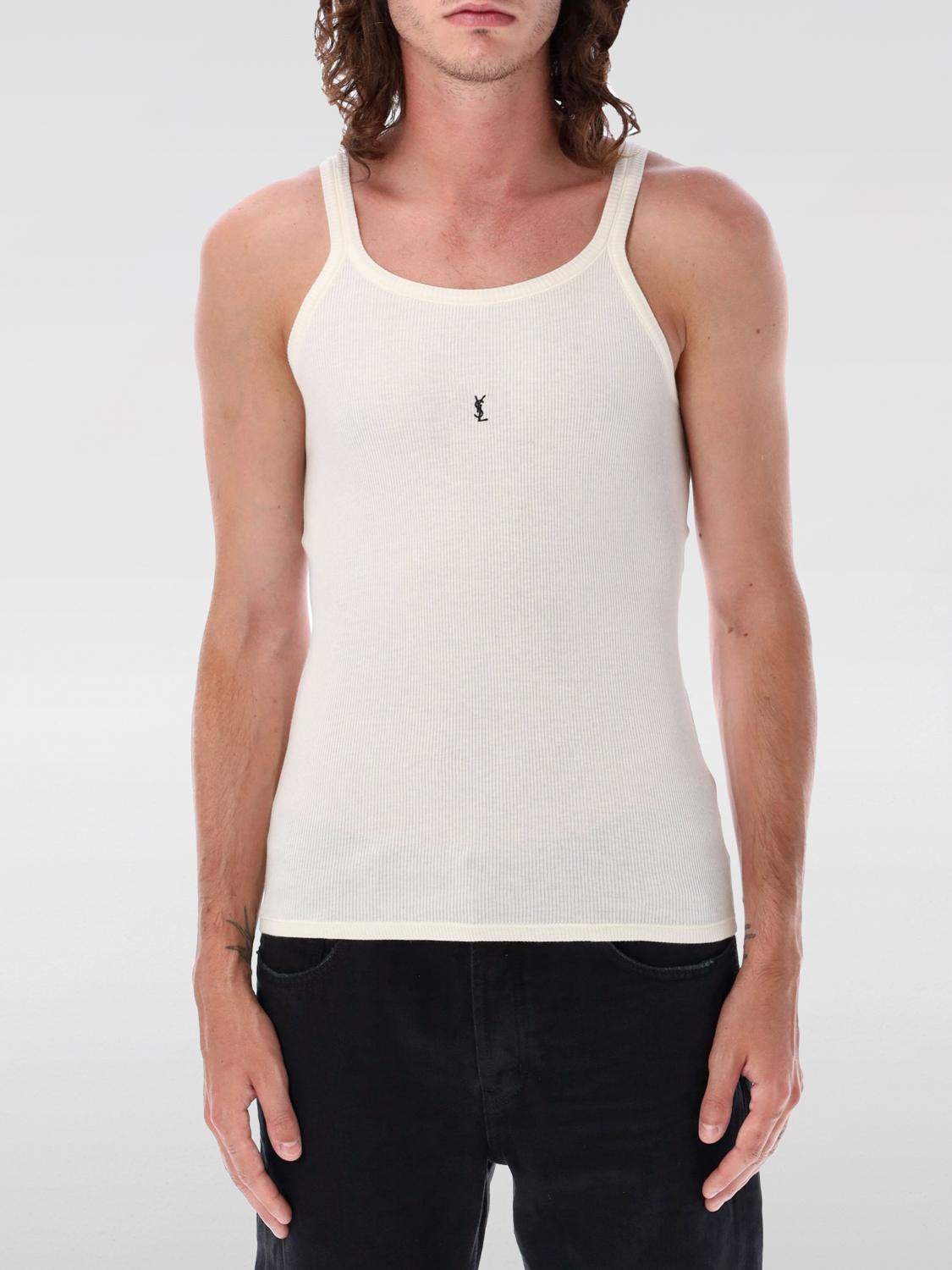Saint Laurent YSL cotton tank top - Beige | 761275Y37EC | GIGLIO.COM