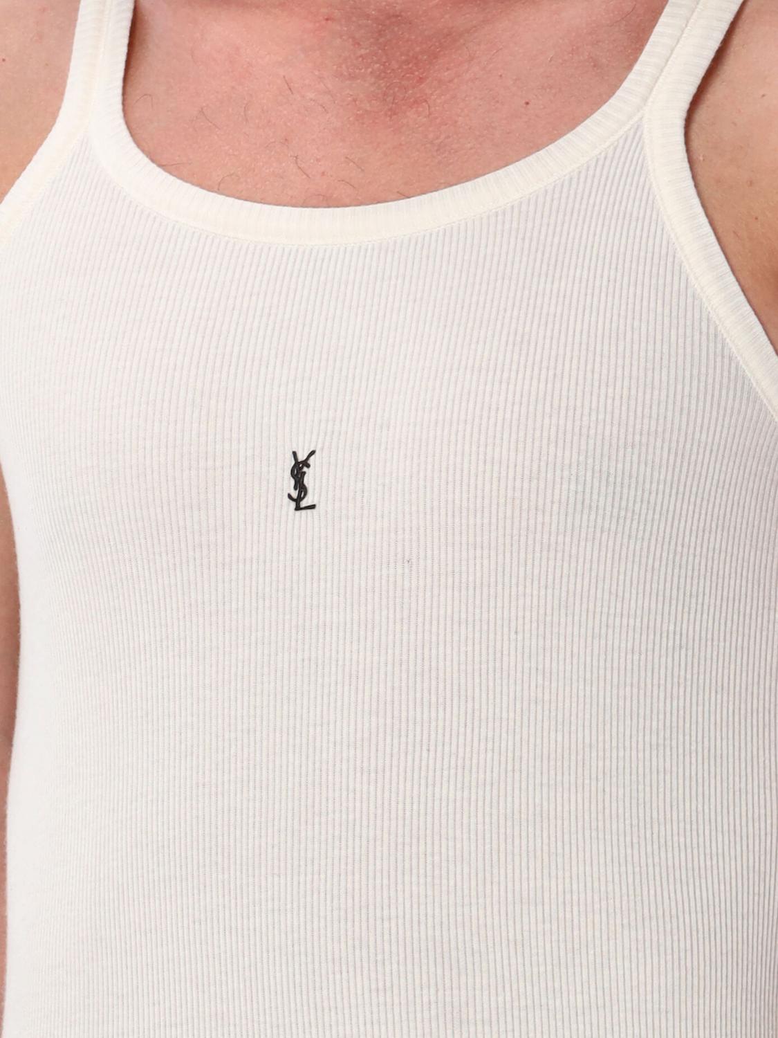 Saint Laurent YSL cotton tank top - Beige | 761275Y37EC | GIGLIO.COM